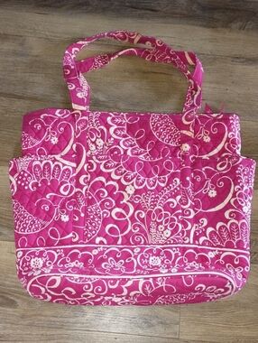 Vera Bradley Hot Pink and Cream Quilted Tote